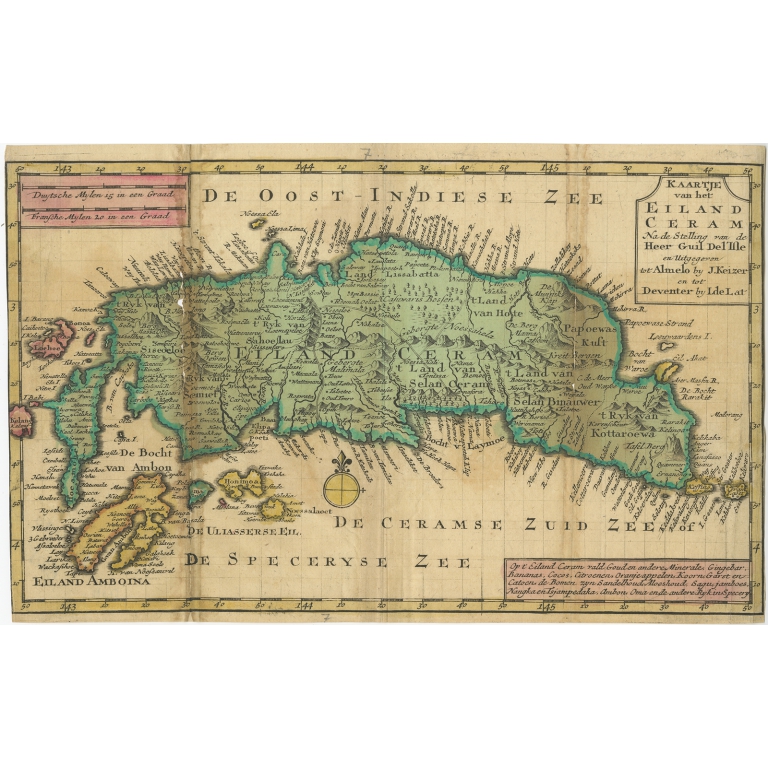 Antique Map of Seram Island by Keizer & De Lat (c.1747)