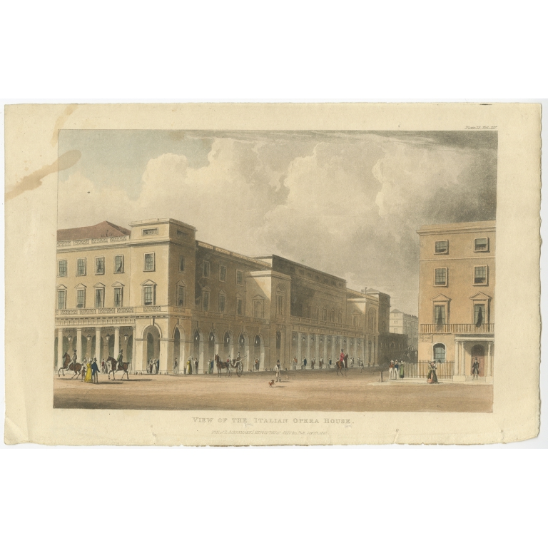 Antique Print of Her Majesty's Theatre in London by Ackermann (1822)