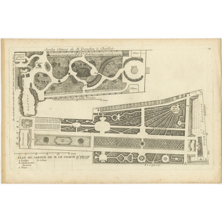 Pl. 21 Antique Print of a Chinese Garden by Le Rouge (1776)