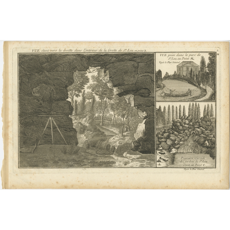 Pl. 5 Antique Print of the Cave of Saint-Leu by Le Rouge (c.1785)