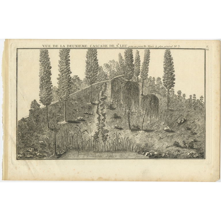 Pl. 6 Antique Print of the Waterfall of Saint-Leu by Le Rouge (1776)