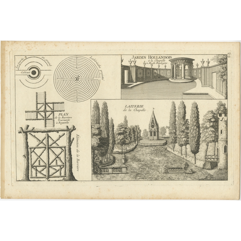 Pl. 19 Antique Print of Dutch garden elements by Le Rouge (c.1785)
