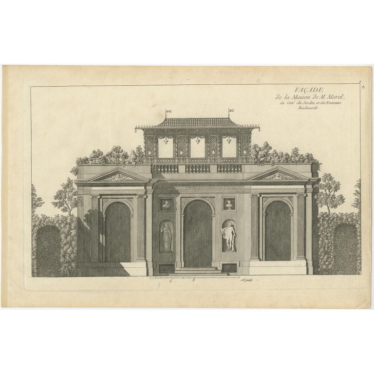 Pl. 9  Antique Print of the House of M. Morel by Le Rouge (c.1785)