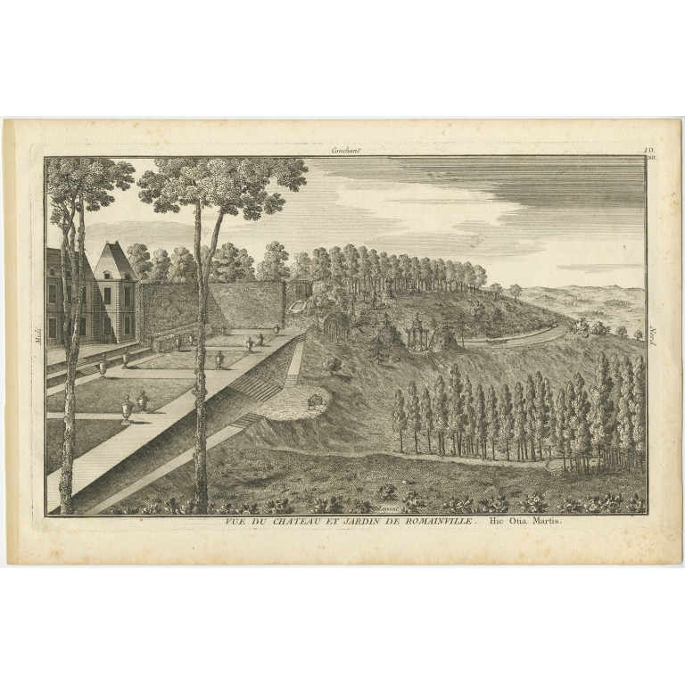 Pl. 10 Antique Print of the Castle and Garden of Romainville by Le Rouge (c.1785)
