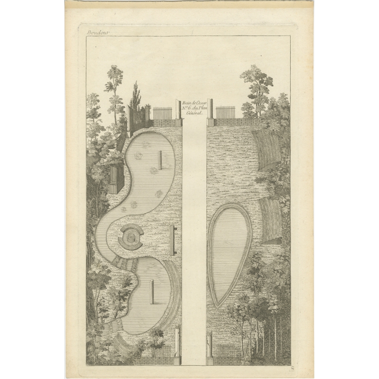 Pl. 18 Antique Print of a Garden design by Le Rouge (c.1785)