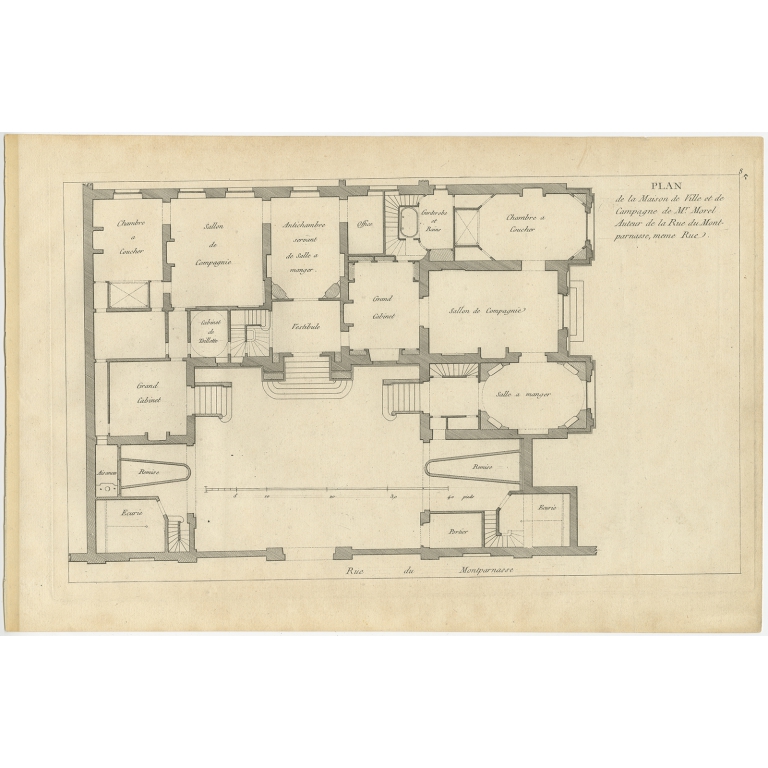 Pl. 8 Antique Plan of the House of Mr. Morel by Le Rouge (c.1785)