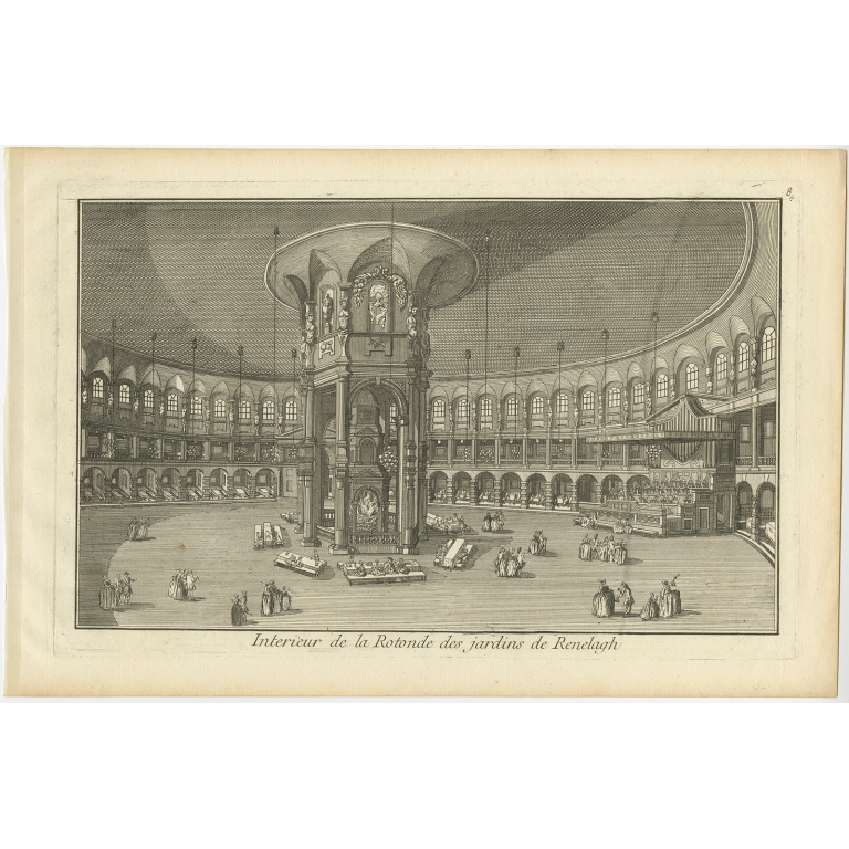 Pl. 8 Antique Print of the Rotunda of the Ranelagh Gardens by Le Rouge (c.1785)