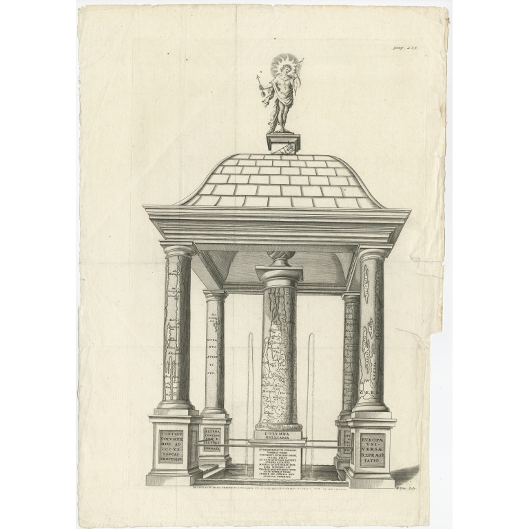 Antique Print of the Columna Milliaria by Pfan (c.1780)