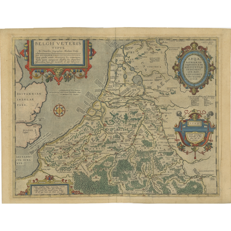 Antique Map of the Low Countries by Ortelius (1584)