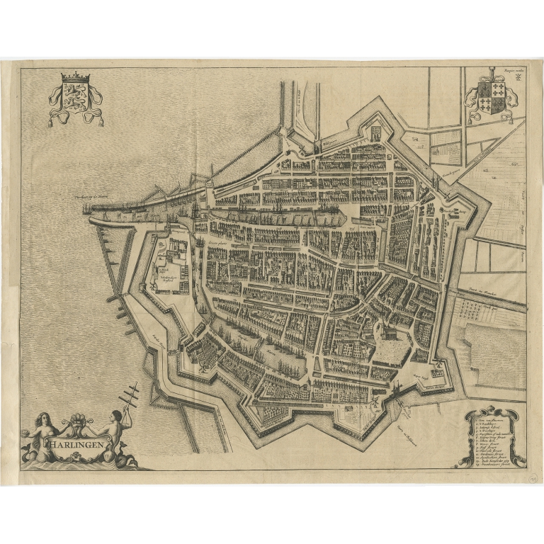 Antique Map of the City of Harlingen by Janssonius (c.1657)