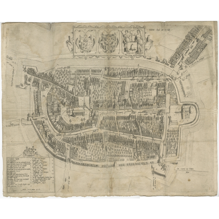 Antique Map of the City of Franeker by Bast (1598)