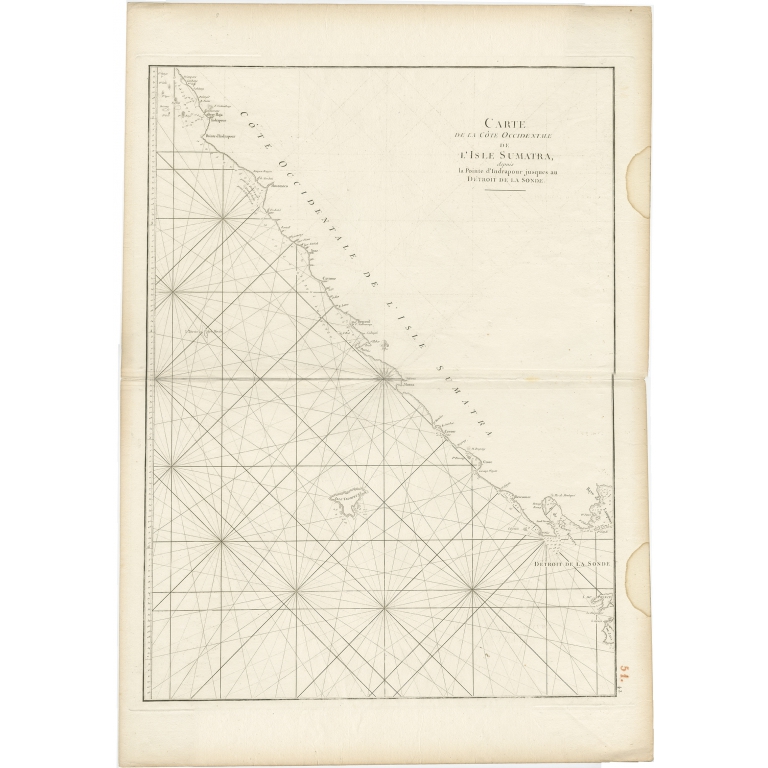 Antique Sea Chart of the Coast of Sumatra by Mannevillette (c.1775)