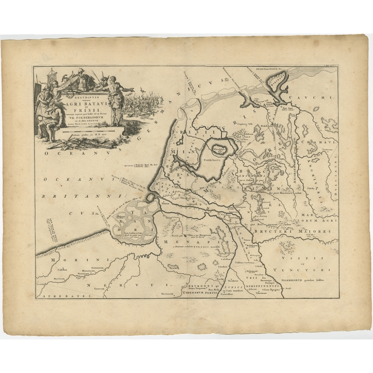Antique Map of the old land of Batavia and Friesland by Alting (1697)