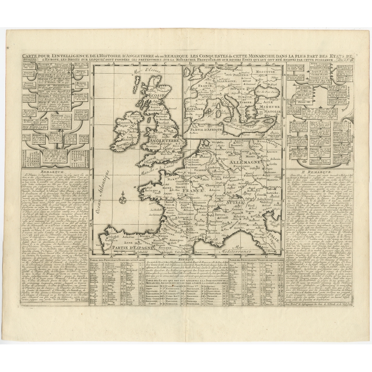 Antique Map of the British Isles and part of Europe by Chatelain (c.1720)