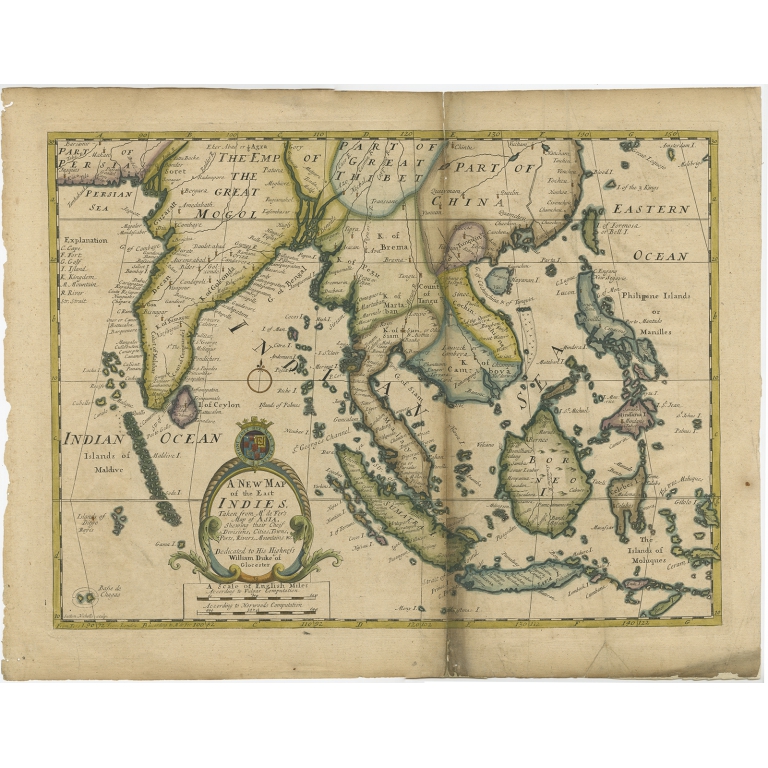 Antique Map of the East Indies by Wells (1712)