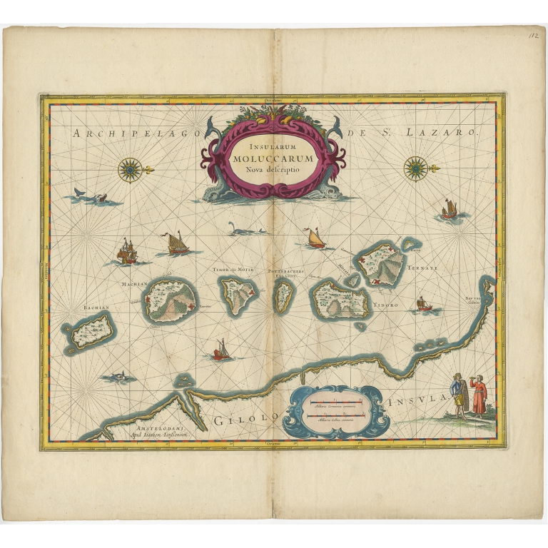 Antique Map of the Moluccas by Janssonius (c.1650)