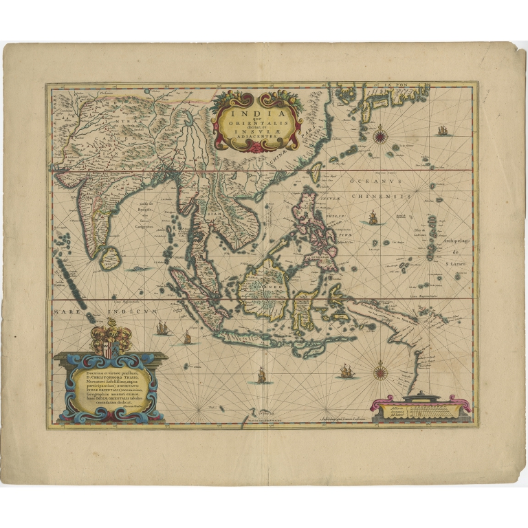 Antique Map of the East Indies by Janssonius (c.1644)