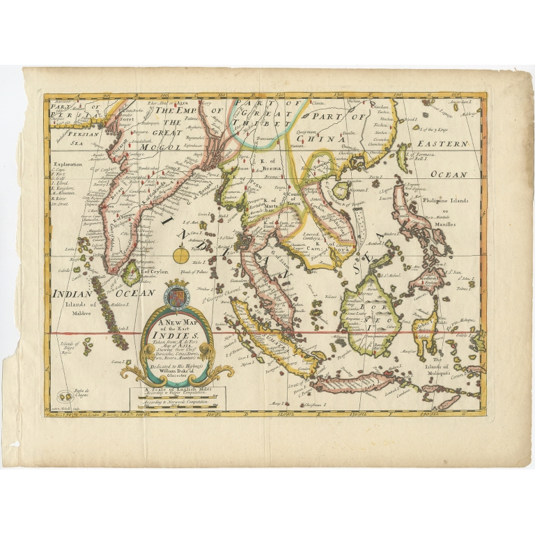 Antique Map of the East Indies by Wells (1712)
