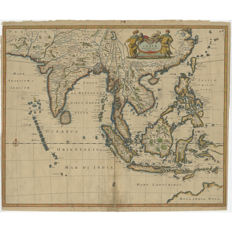 Antique Map of the East Indies by De Wit (1662)