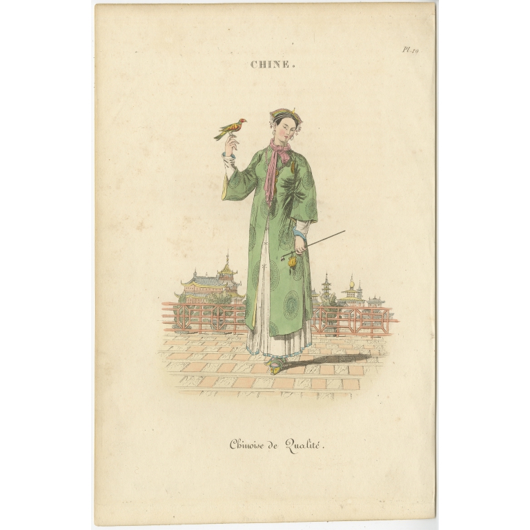 Antique Print of a Chinese Lady  (c.1820)