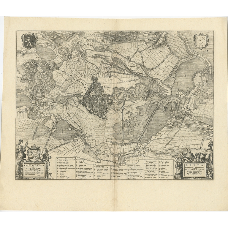 Antique Map of the Siege of Breda by Blaeu (1649)