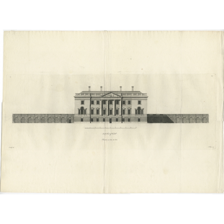 Antique Print of Fonthill House by Woolfe (c.1770)