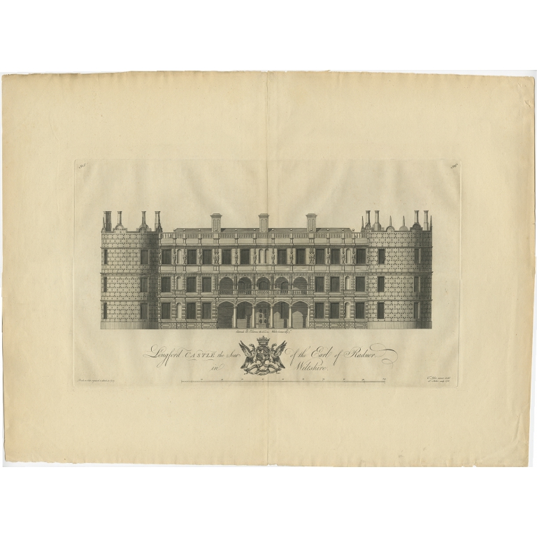 Antique Print of Longford Castle by Miller (1766)