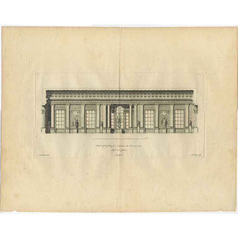 Antique Print of the Gallery of Wyndham Esquire Hammersmith by Woolfe (c.1770)