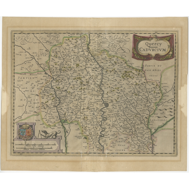 Antique Map of the Province of Quercy by Mercator (c.1625)