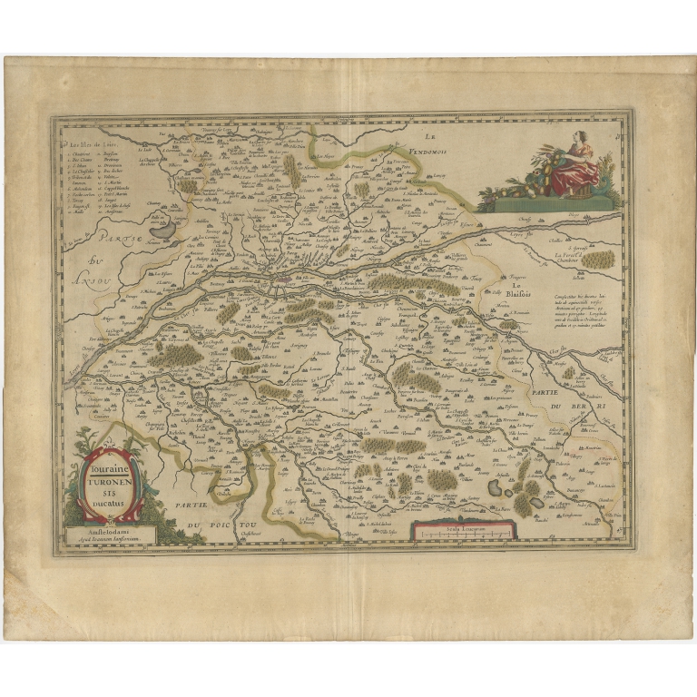 Antique Map of the Region of Touraine by Janssonius (1657)