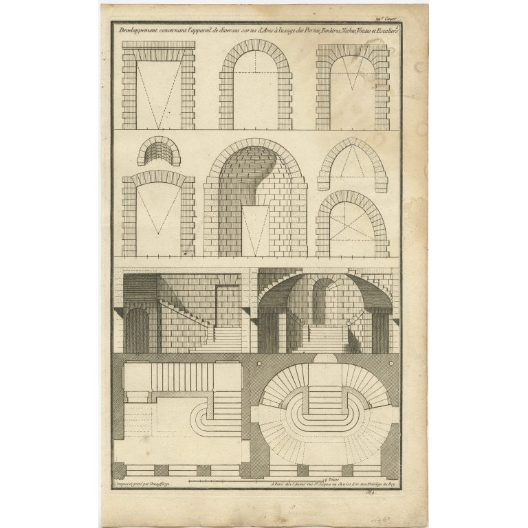 Pl. 1 Antique Architecture Print of various Arch Doors by Neufforge (c.1770)