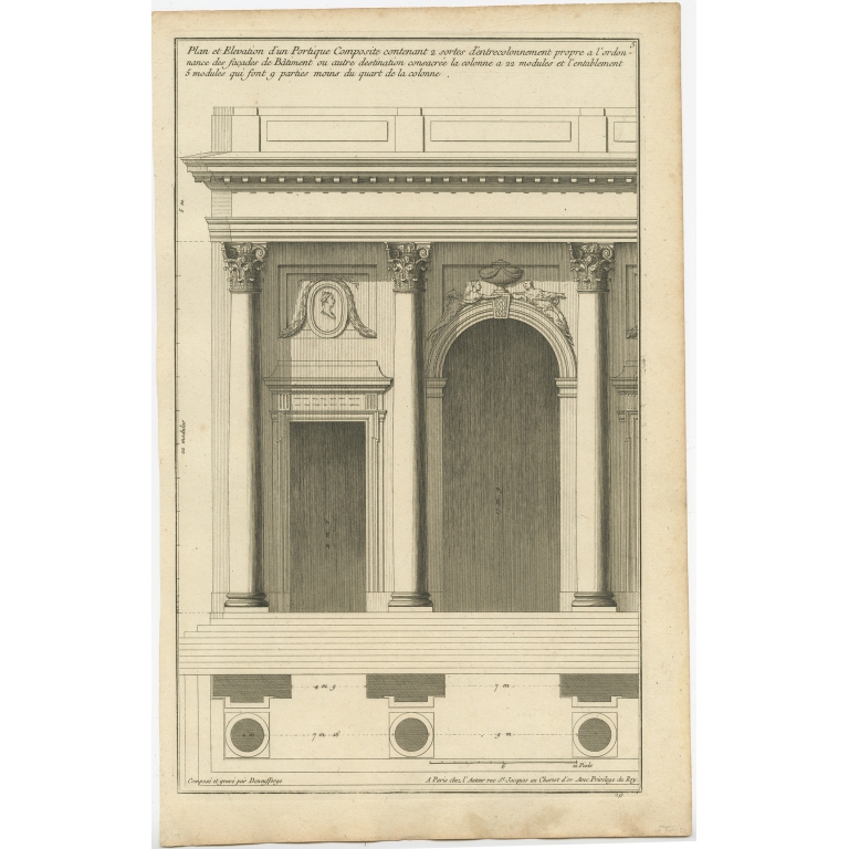 Pl. 5 Antique Architecture Print of a Composite Portico by Neufforge (c.1770)