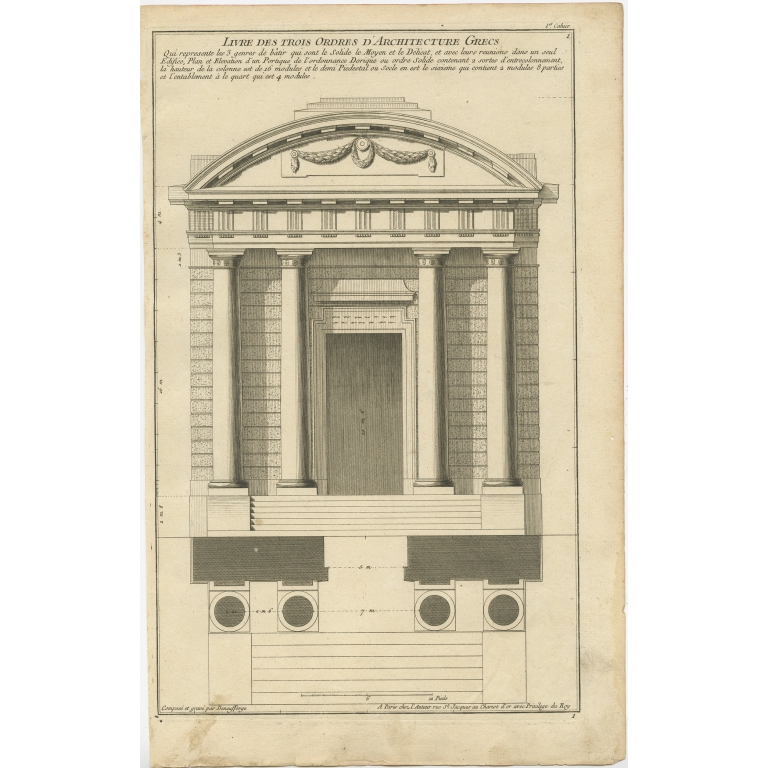 Pl. 1 Antique Architecture Print of Greek Columns by Neufforge (c.1770)