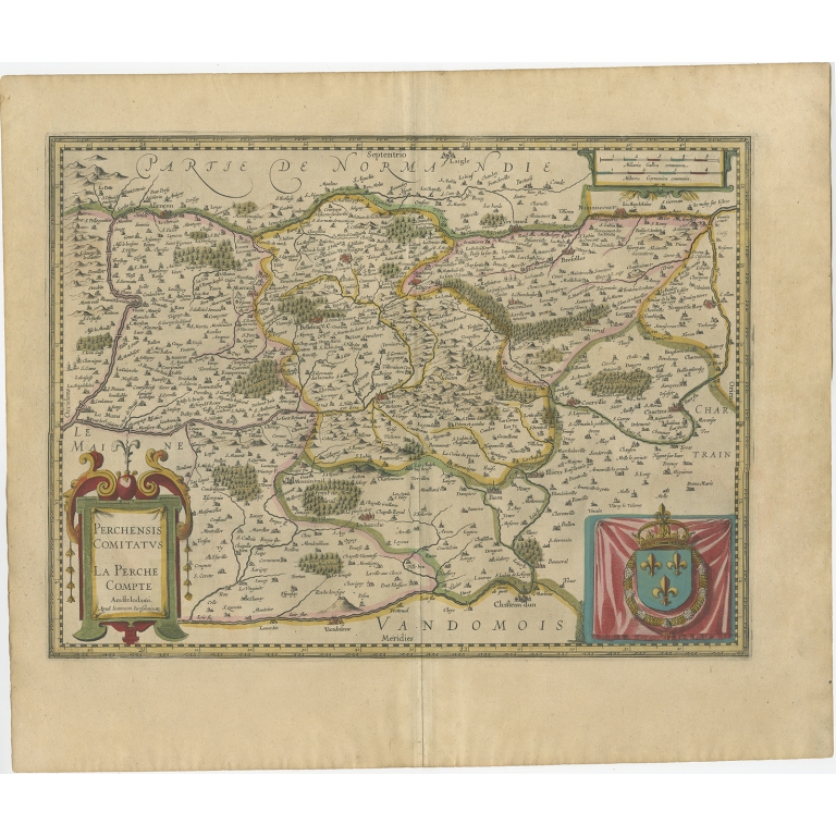 Antique Map of the Province of Perche by Janssonius (c.1640)