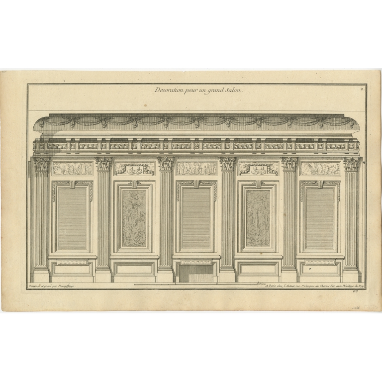 Pl. 6 Antique Architecture Print of the Design of a Gallery by Neufforge (c.1770)