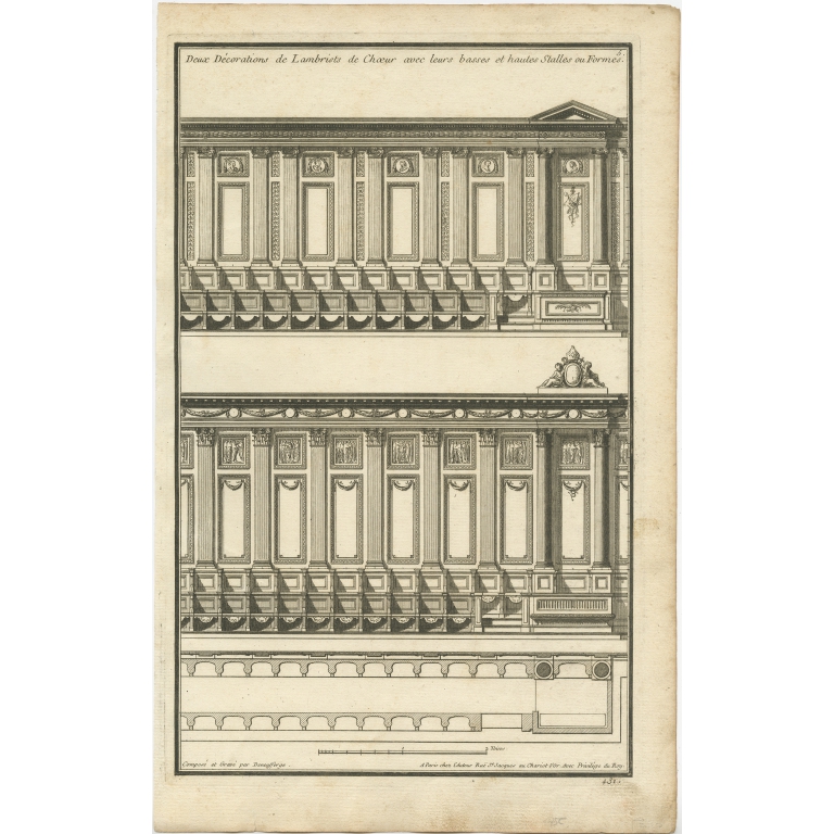 Pl. 2 Antique Architecture Print of a Dining Room and Lounge by Neufforge (c.1770)