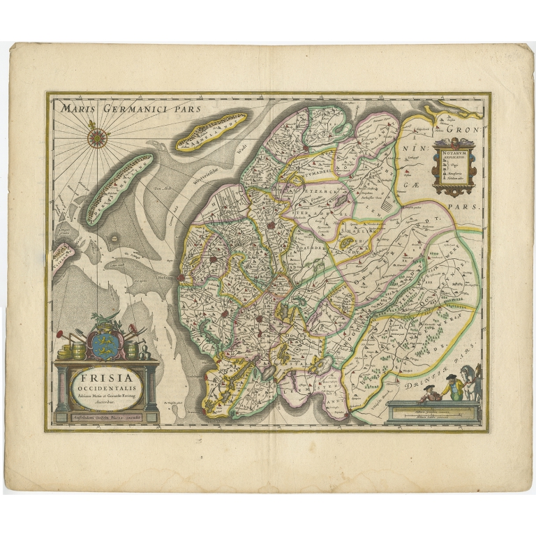 Antique Map of Friesland by Blaeu (c.1643)
