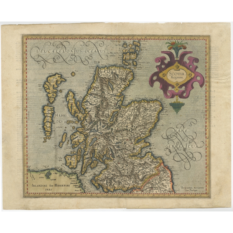 Antique Map of Scotland by Mercator (c.1600)