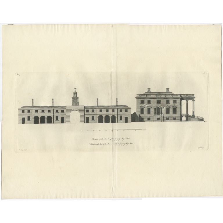 Antique Print of the residence of Sir Gregory Page by Miller (c.1770)