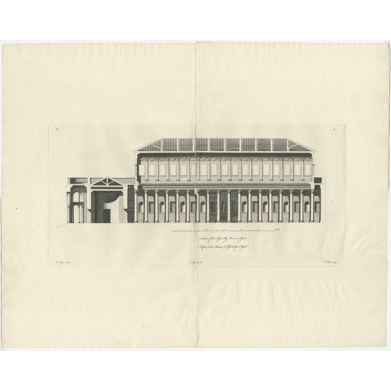 Antique Print of the Assembly Rooms by Gandon (c.1770)