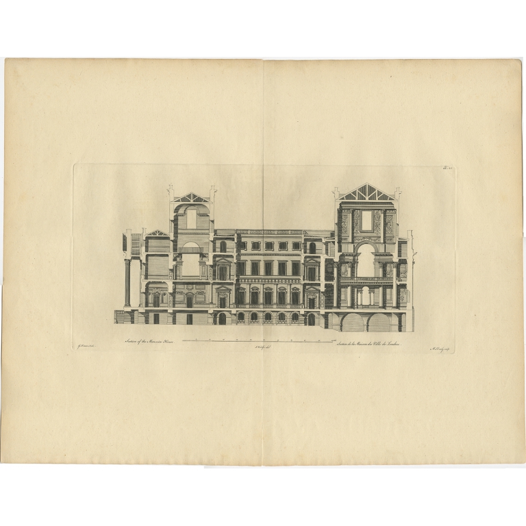 Antique Print of Mansion House by Woolfe (c.1770)