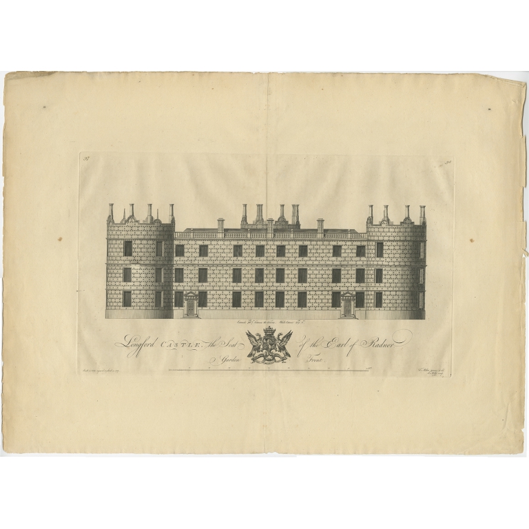 Antique Print of Longford Castle by Miller (1766)