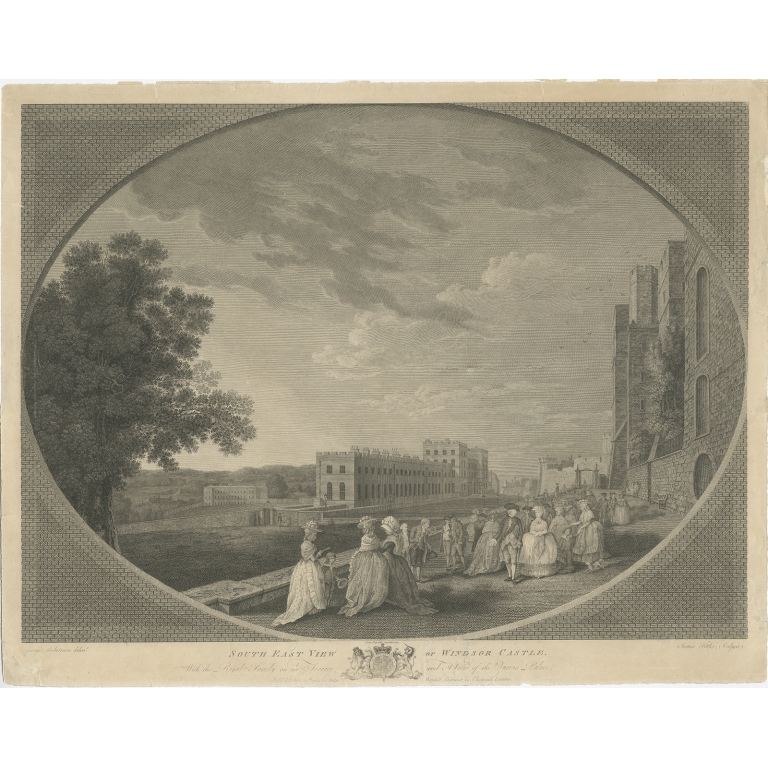 Antique Print of Windsor Castle by Boydell (1783)