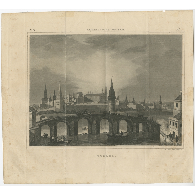 Antique Print of Moscow by Best (1841)
