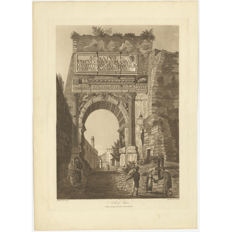 Antique Print of the Arch of Titus by Abbott (1820)