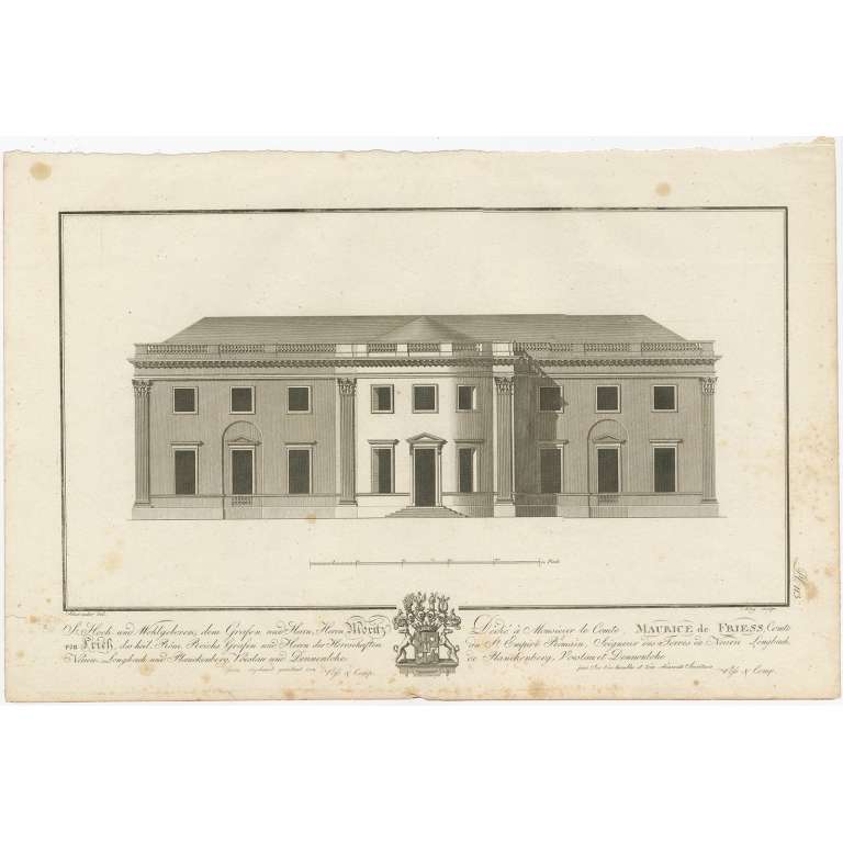 Antique Print of the Residence of Moritz von Fries by Stieglitz (c.1800)