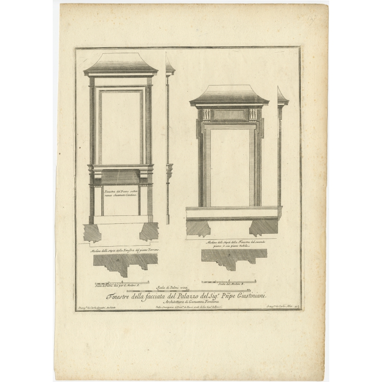 Antique Print of Palazzo Giustiniani by De Rossi (c.1710)