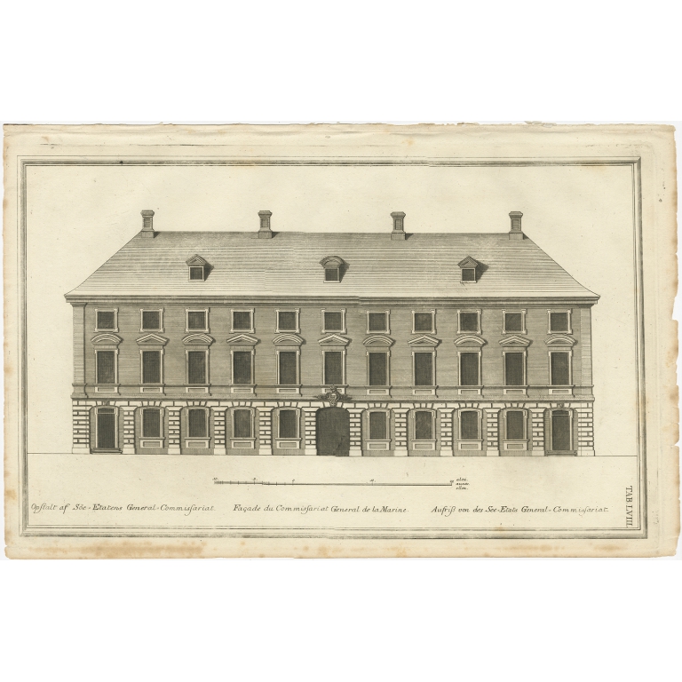 Antique Print of a Building in Copenhagen by De Thurah (1746)