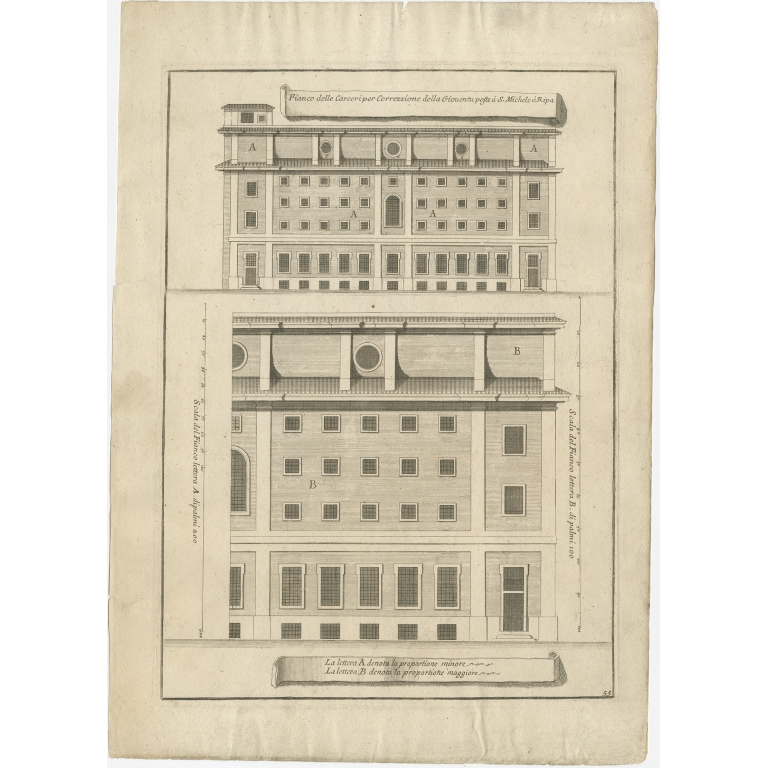 Antique Print of Ospizio Apostolico di San Michele by De Rossi (c.1710)