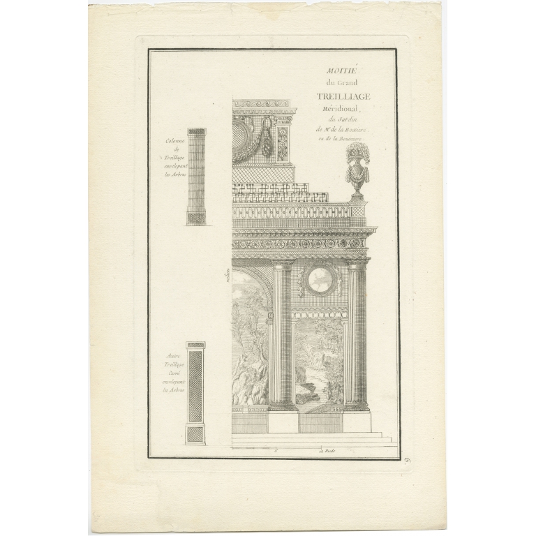 Pl. 6 Antique Print of a Garden Trellis by Le Rouge (c.1785)